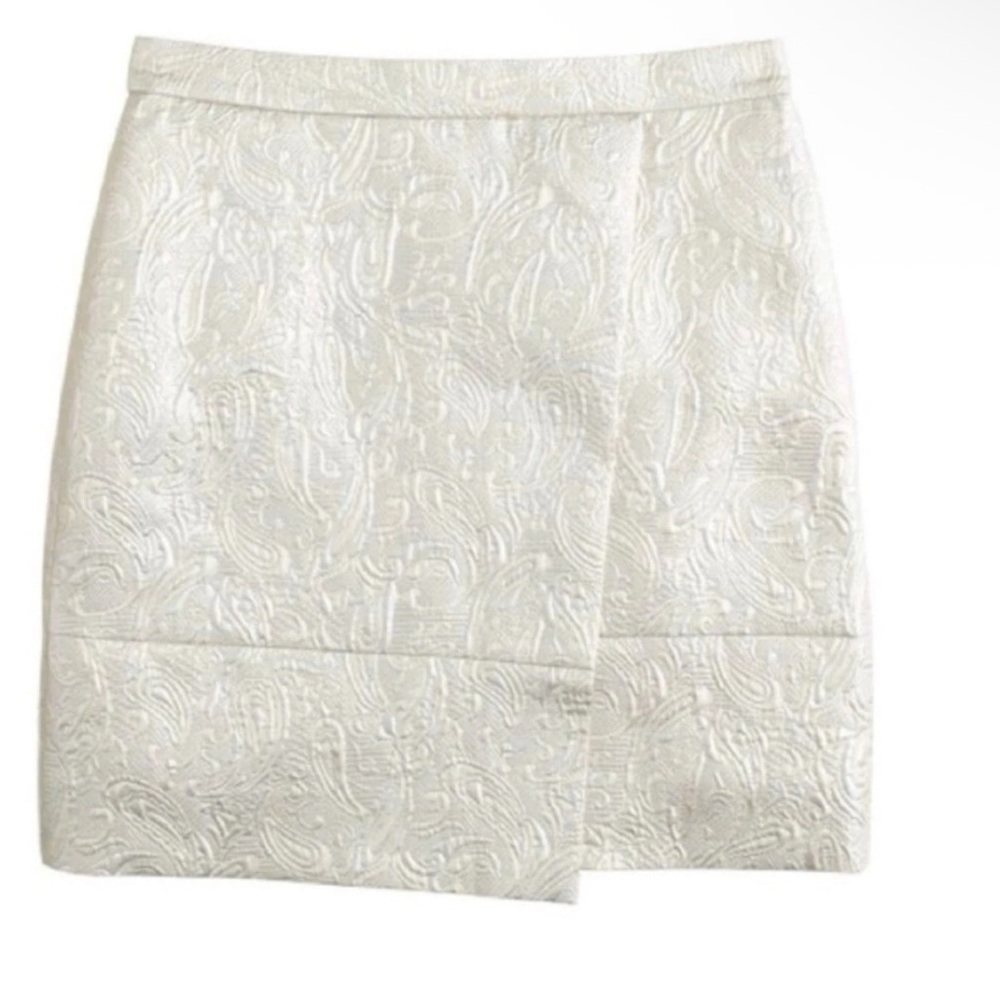 J Crew Origami Metallic Matelasse Wrap Skirt NWT 4